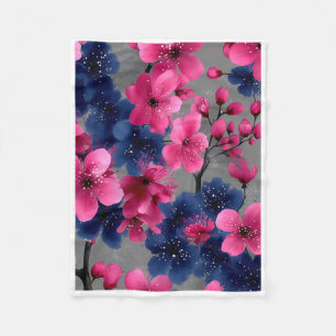 ADOM Pink & Blue Blossoms Artdecke Fleecedecke