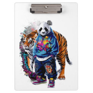 ADOM Premium Artistic Panda & Tiger Grafik Notizbu Klemmbrett