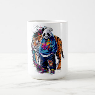 ADOM Premium Künstlerischer Panda & Tiger Grafik F Kaffeetasse