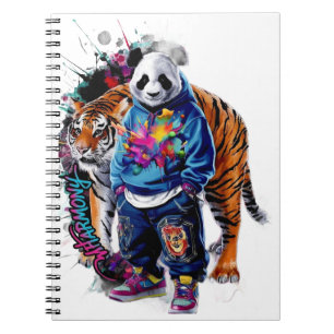 ADOM Premium Künstlerisches Panda- und Tiger-Grafi Notizblock