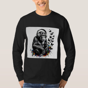 ADOM Premium "Musik Gorilla" Minimalist Langarmshi T-Shirt