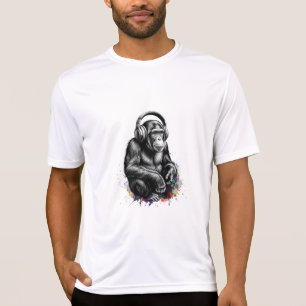 ADOM Premium "Musik Gorilla" Minimalist Langarmshi T-Shirt