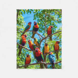 ADOM Premium Vibrant Papageien Grafik-Wurfdecke Fleecedecke