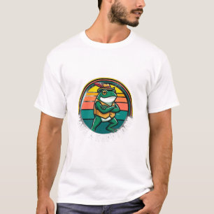 ADOM Retro Sunset Frog Biker T-Shirt