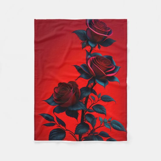 ADOM Rot und Dunkle Rosen Wurfdecke Fleecedecke (Vorderseite)