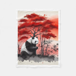 ADOM Roter Bambuswald-Panda-Decke Fleecedecke