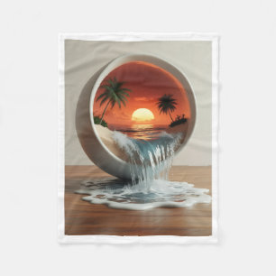 ADOM Sunset Beach Rundblick-Decke Fleecedecke