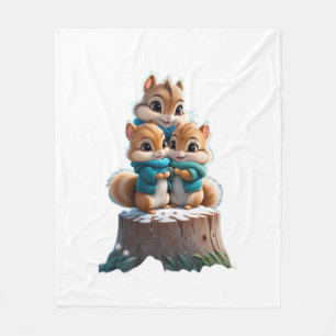 ADOM Süße Winter Eichhörnchen Kinderdecke Fleecedecke