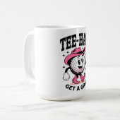 ADOM "Tee-Haw Get a Grip" Damen-Grafik-T-Shirt Kaffeetasse (Vorderseite Links)