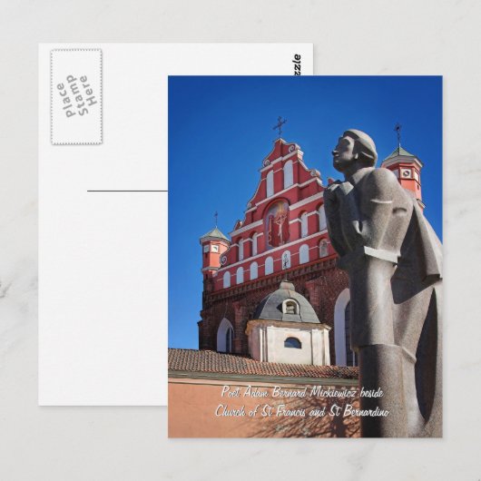 Adomas Mickevicius, Dichterstatue, Vilnius Postkarte (Vorne/Hinten)