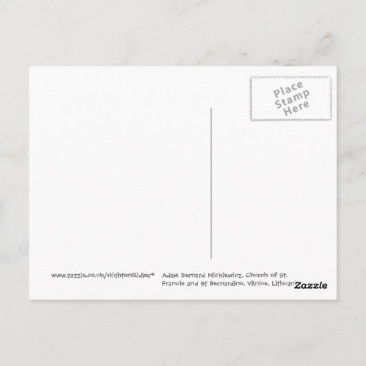 Adomas Mickevicius, Dichterstatue, Vilnius Postkarte (Rückseite)