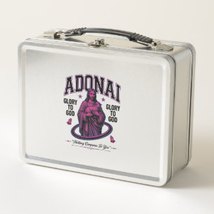 Adonai Ehre sei Gott Vintage-Christen-Vektor-Desig Metall Brotdose