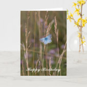 Adonis Blue Butterfells - Geburtstags-Grußkarte Karte (Gelbe Blume)