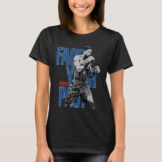 Adonis Creed Face Your Past Blue Typografy T-Shirt (Vorderseite)