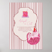 Adopt a Cat Pink Cake on Stripes Birthday Decor Poster (Vorne)