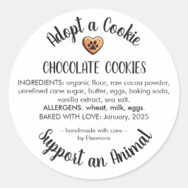 Adopt a Cookie Animal Rescue Bakery Ingredients Runder Aufkleber