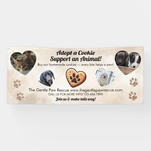 Adopt a Cookie Animal Rescue Fundraising Banner (Horizontal)