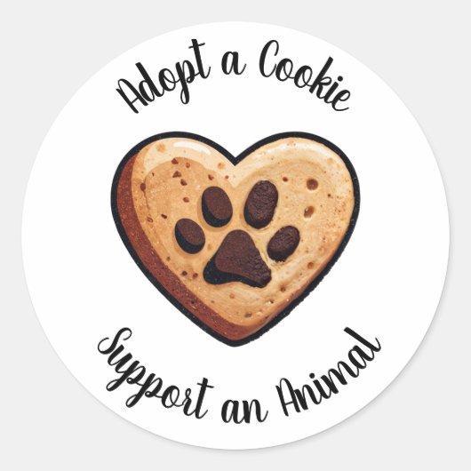 Adopt a Cookie Animal Rescue Support Runder Aufkleber (Vorderseite)