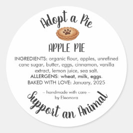 Adopt a Pie Animal Rescue Bakery Ingredients Runder Aufkleber