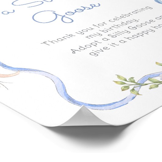 Adopt A Silly goose 1st Birthday Blue bow Poster (Ecke)