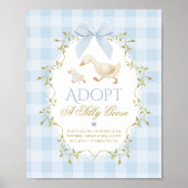Adopt A Silly Goose Blue Gingham 1st Birthday Poster (Vorne)
