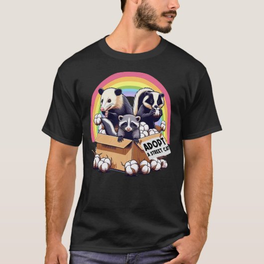 Adopt A Street Cat Funny Opossum Raccoon Skunk Vin T-Shirt (Vorderseite)