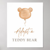 Adopt a Teddy Bear Balloon Boho Adoption Birthday  Poster (Vorne)