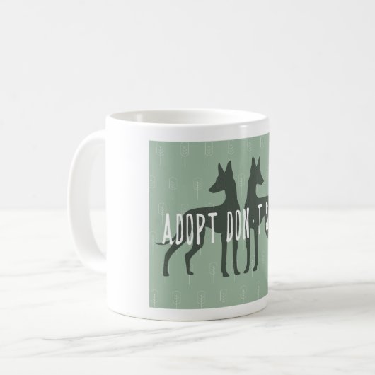 „Adopt, don't, shop“ mug Kaffeetasse (Vorderseite Links)