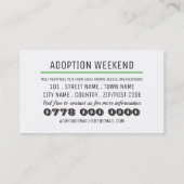 Adopt Don't Shop, PET Adoption Event Advertising Visitenkarte (Rückseite)