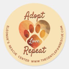 Adopt Love Repeat Warm Earthy Paw Art Runder Aufkleber