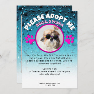 Adopt me dog custom 2 photo shelter animal rescue einladung