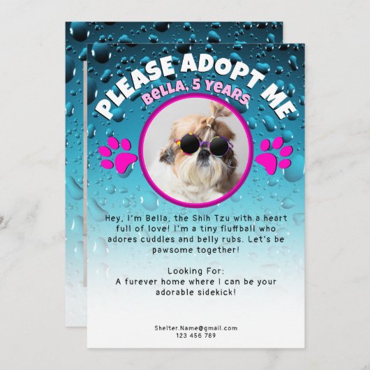 Adopt me dog custom 2 photo shelter animal rescue einladung (Vorne/Hinten)