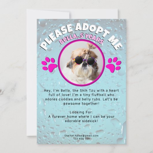 Adopt me dog custom 2 photo shelter animal rescue einladung (Vorderseite)