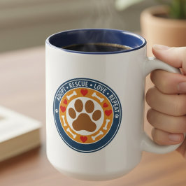 Adopt Rescue Love Repeat Paw Print  Zweifarbige Tasse