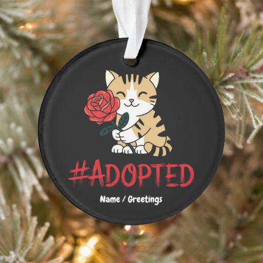 Adopted Cat Love Illustration with Rose Ornament (Baum)