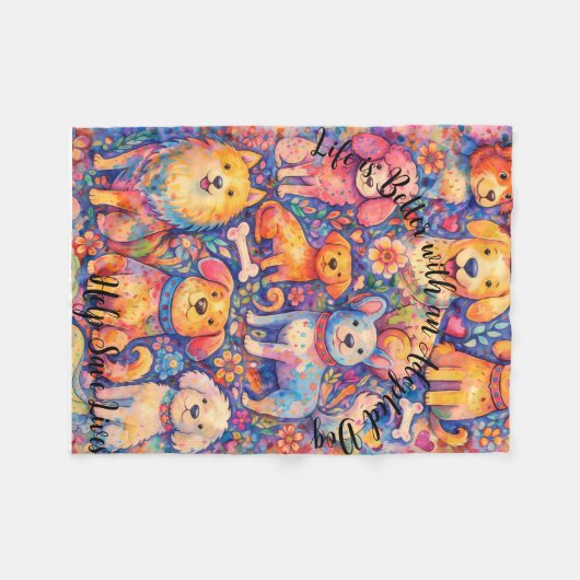 Adopted Dog Theme Fleece Blanket 30" x 40" (Vorderseite (Horizontal))