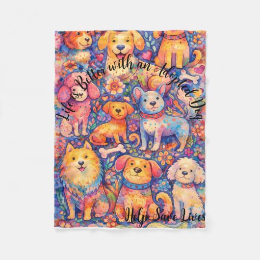 Adopted Dog Theme Fleece Blanket 30" x 40" (Vorderseite)