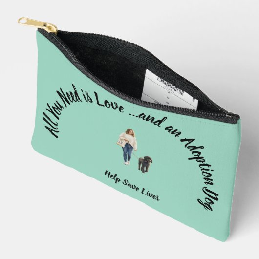 Adopted Dog Theme Small Zipper Bag Zubehörtasche (Offen)
