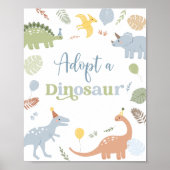 Adoptier A Dinosaur Blue Boy Boho Birthday Poster (Vorne)