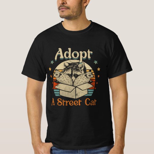 Adoptier A Street Cat Funny Opossum Raccoon Skunk T-Shirt (Vorderseite)