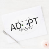 Adoptier Cat Ovaler Aufkleber (Umschlag)