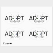 Adoptier Cat Ovaler Aufkleber (Blatt)