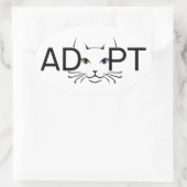 Adoptier Cat Ovaler Aufkleber (Tasche)