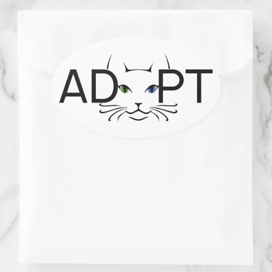 Adoptier Cat Ovaler Aufkleber (Tasche)