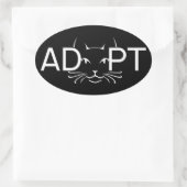 Adoptier Cat White Ovaler Aufkleber (Tasche)