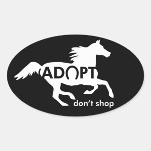 Adoptier Don't Shop Horse White Ovaler Aufkleber