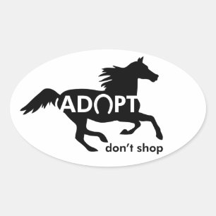Adoptier Don't Shop Pferd Ovaler Aufkleber