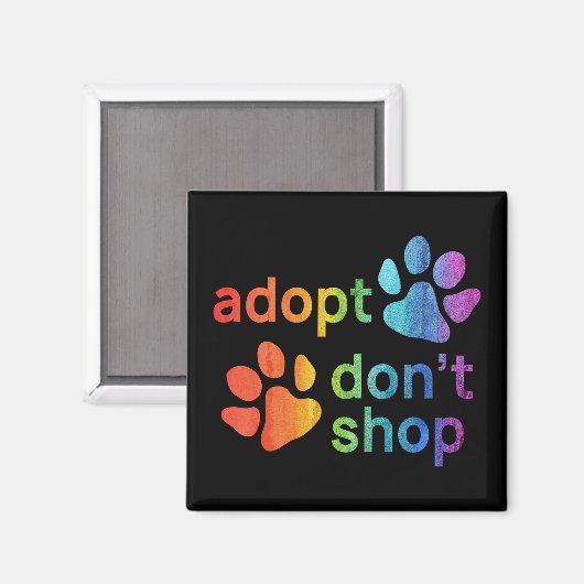 Adoptier Don't Shop Rainbow Paws Magnet (Vorderseite/Rückseite)