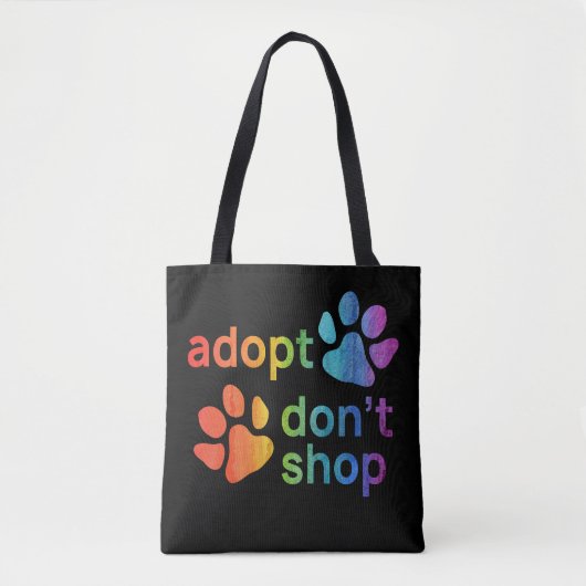 Adoptier Don't Shop Rainbow Paws Tasche (Vorderseite)