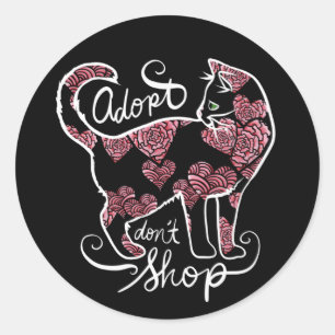 Adoptier Don't Shop Rose Kitty Cat Runder Aufkleber